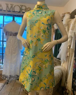 1960s Colin Glascoe Funnel Neck Shift Dress