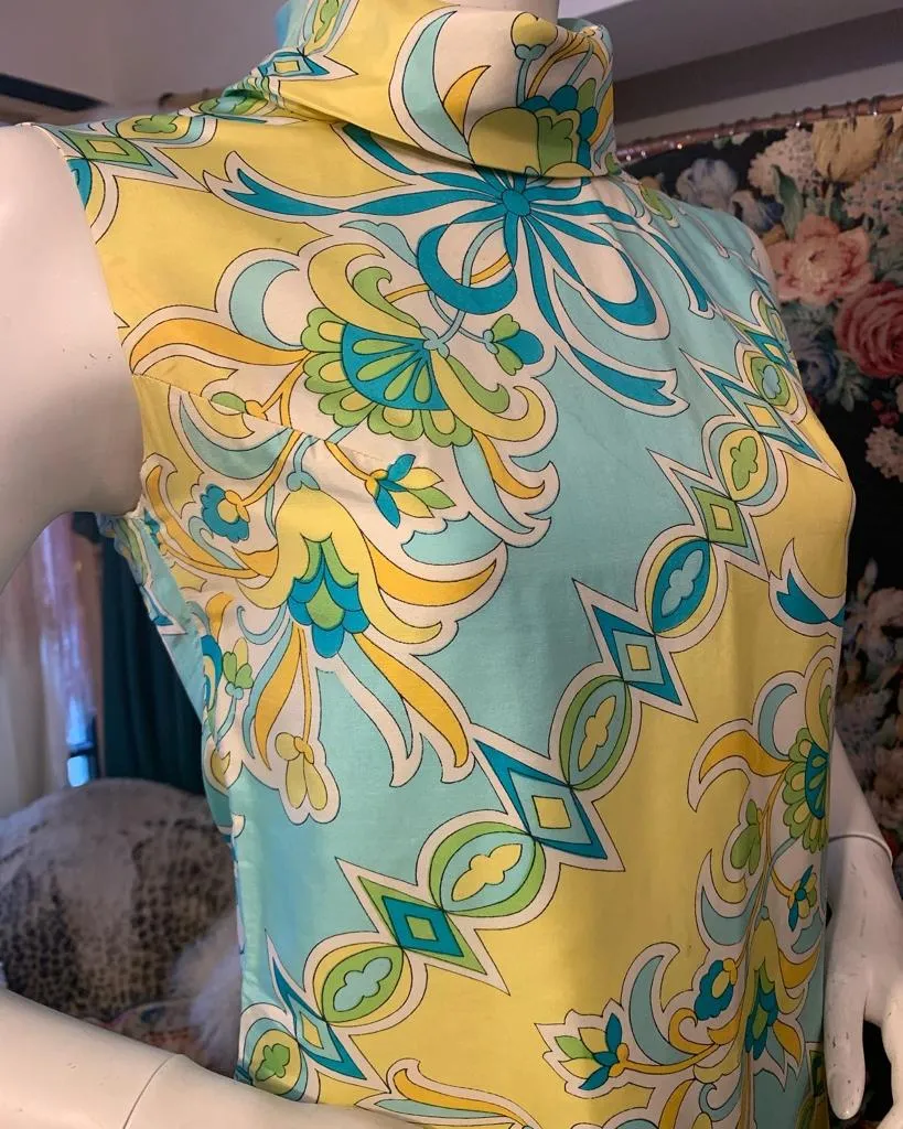 1960s Colin Glascoe Funnel Neck Shift Dress