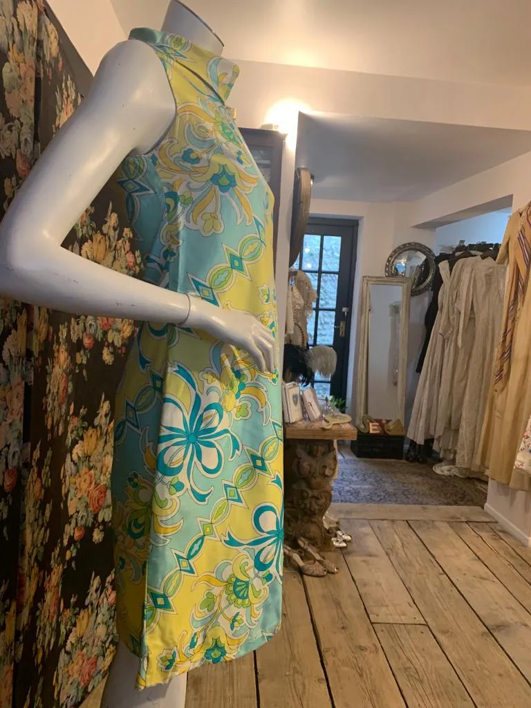 1960s Colin Glascoe Funnel Neck Shift Dress