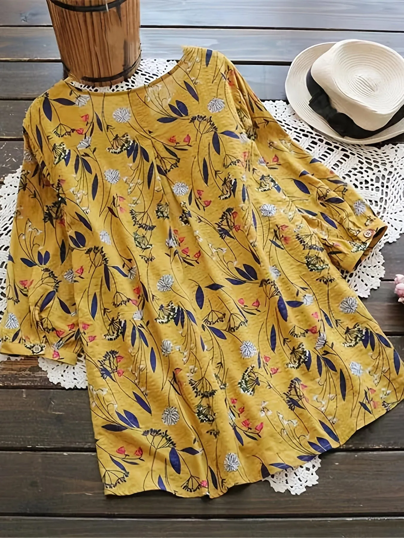 3/4 Sleeve Loose Fit Tunic Top
