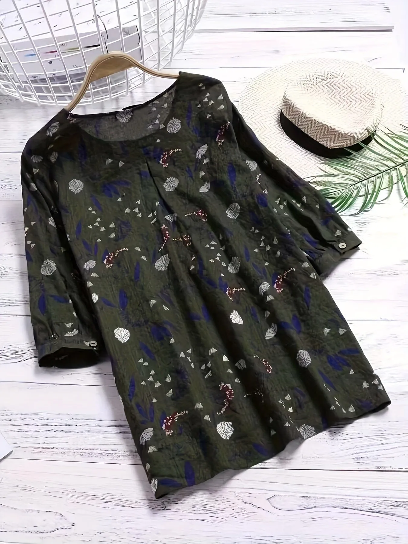 3/4 Sleeve Loose Fit Tunic Top