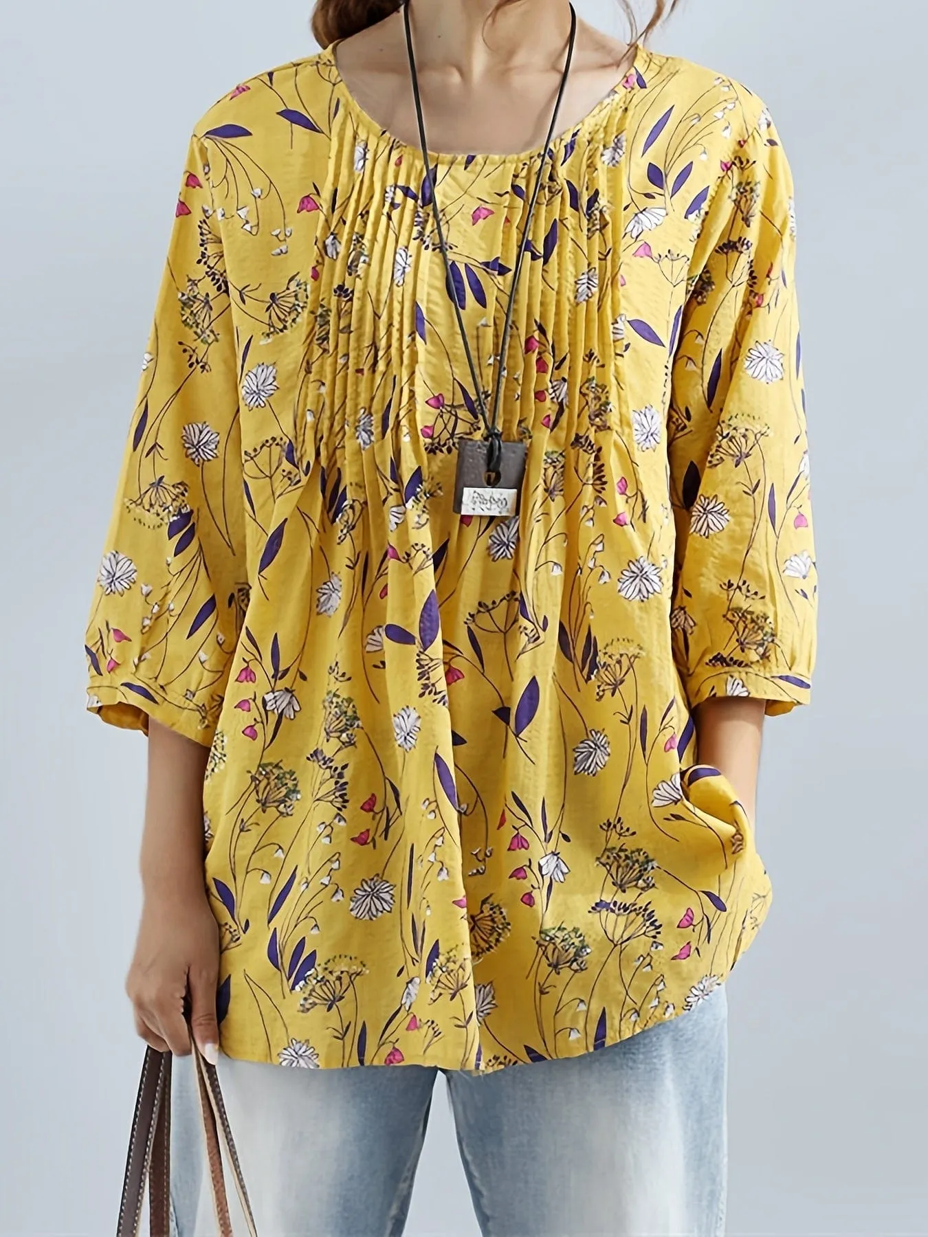 3/4 Sleeve Loose Fit Tunic Top