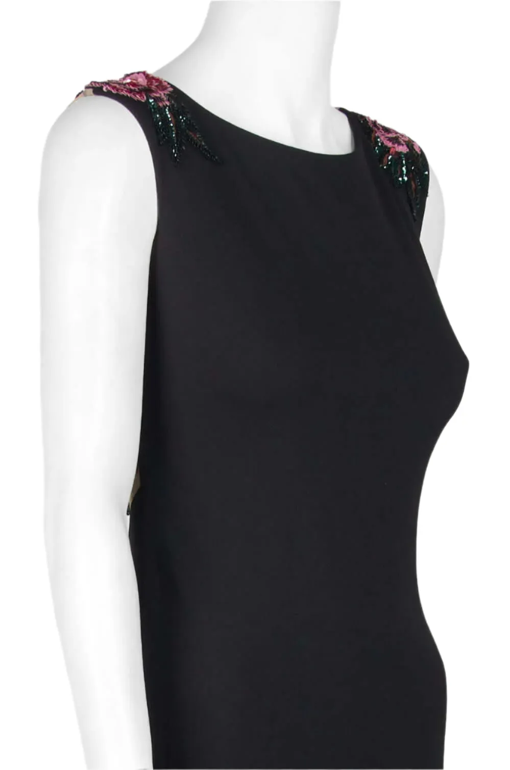 Aidan Mattox Embellished Boat Neck Bodycon Tafetta Gown