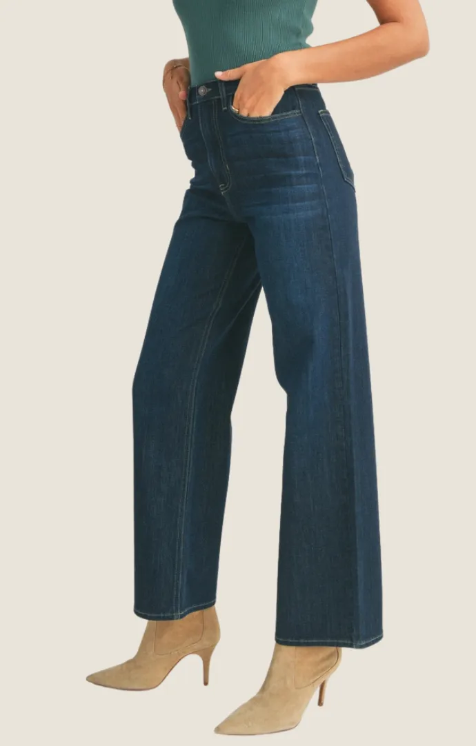 Anica Dark Denim Wide Leg Jeans
