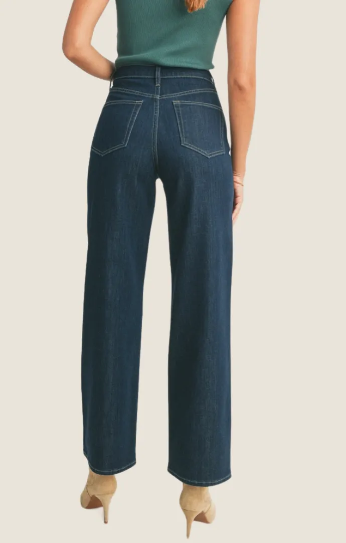 Anica Dark Denim Wide Leg Jeans
