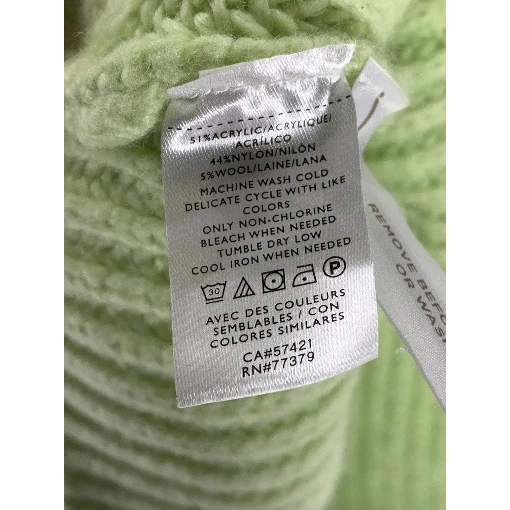 ANN TAYLOR Women's Lime Green Rib Knit Long Sleeve Turtleneck Sweater SZ XS