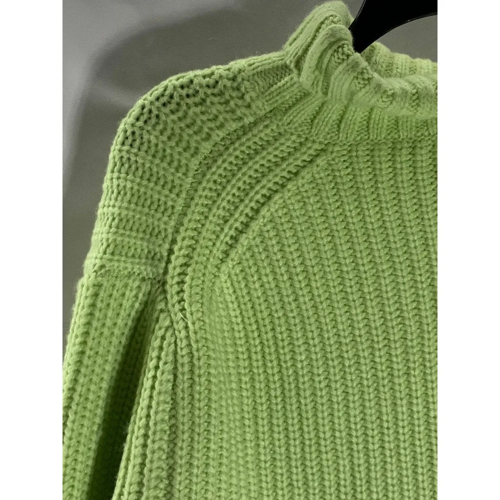 ANN TAYLOR Women's Lime Green Rib Knit Long Sleeve Turtleneck Sweater SZ XS