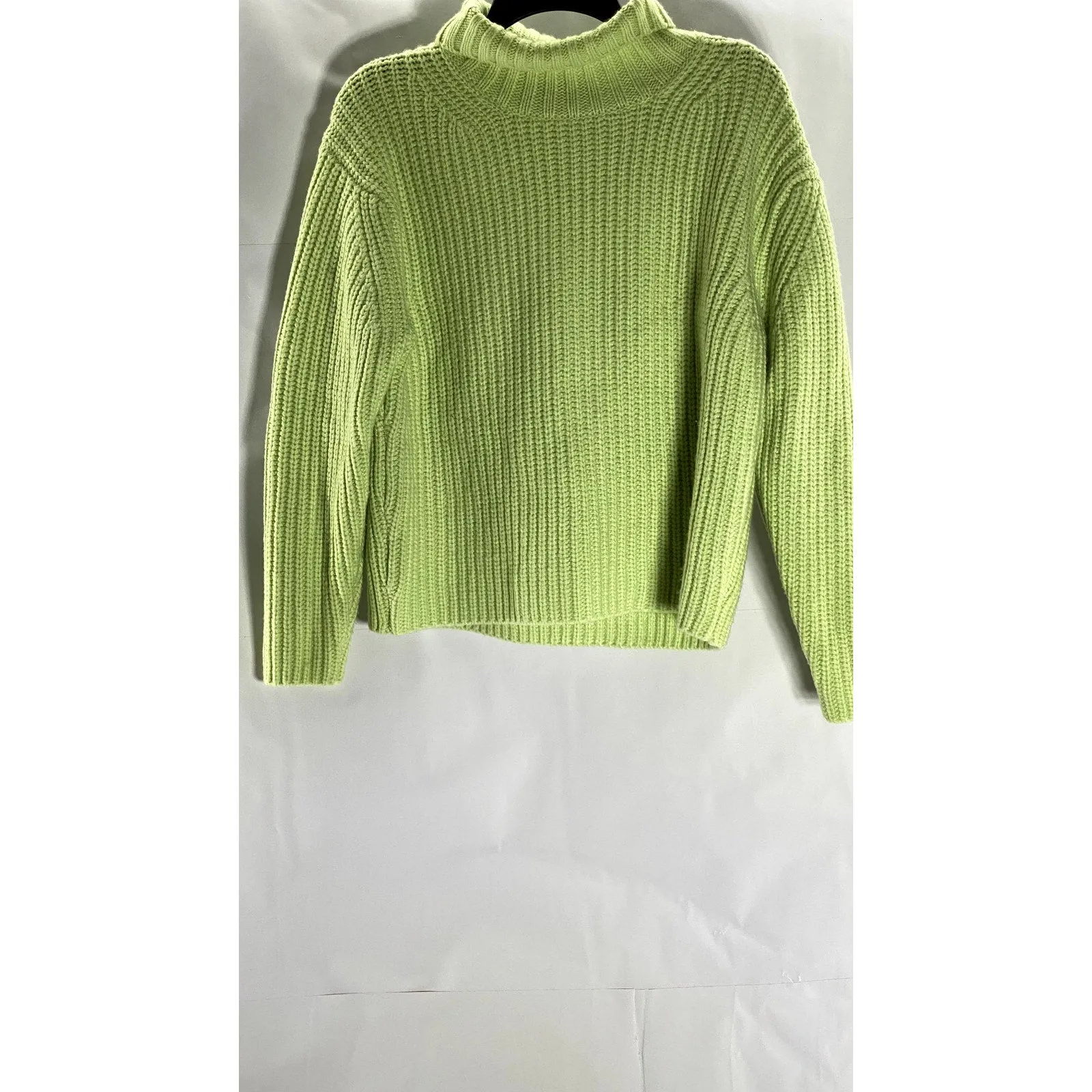 ANN TAYLOR Women's Lime Green Rib Knit Long Sleeve Turtleneck Sweater SZ XS