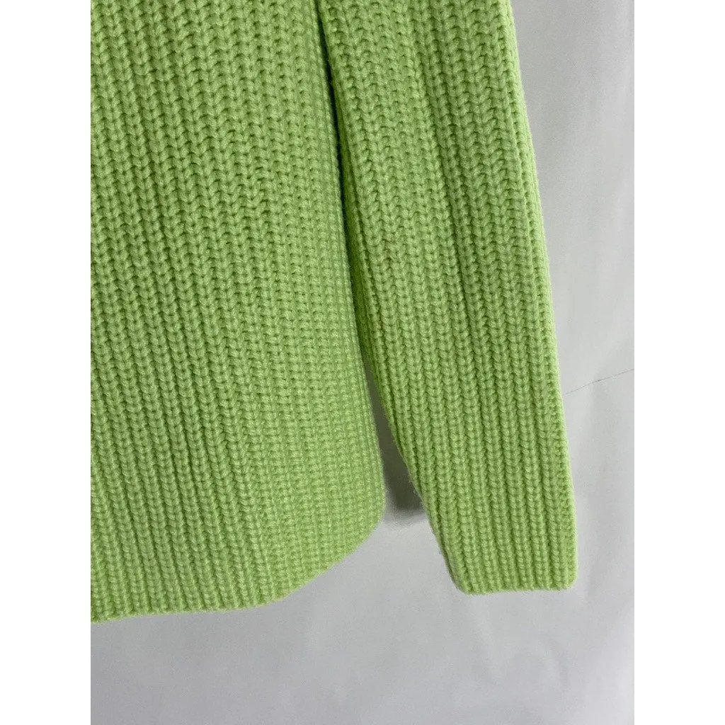 ANN TAYLOR Women's Lime Green Rib Knit Long Sleeve Turtleneck Sweater SZ XS