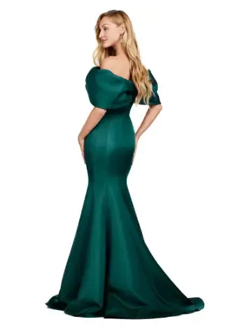 Ashley Lauren 11413 Evening Gown Mermaid Dress Off Shoulder Double Faced Satin Gown Oversized Bow Formal