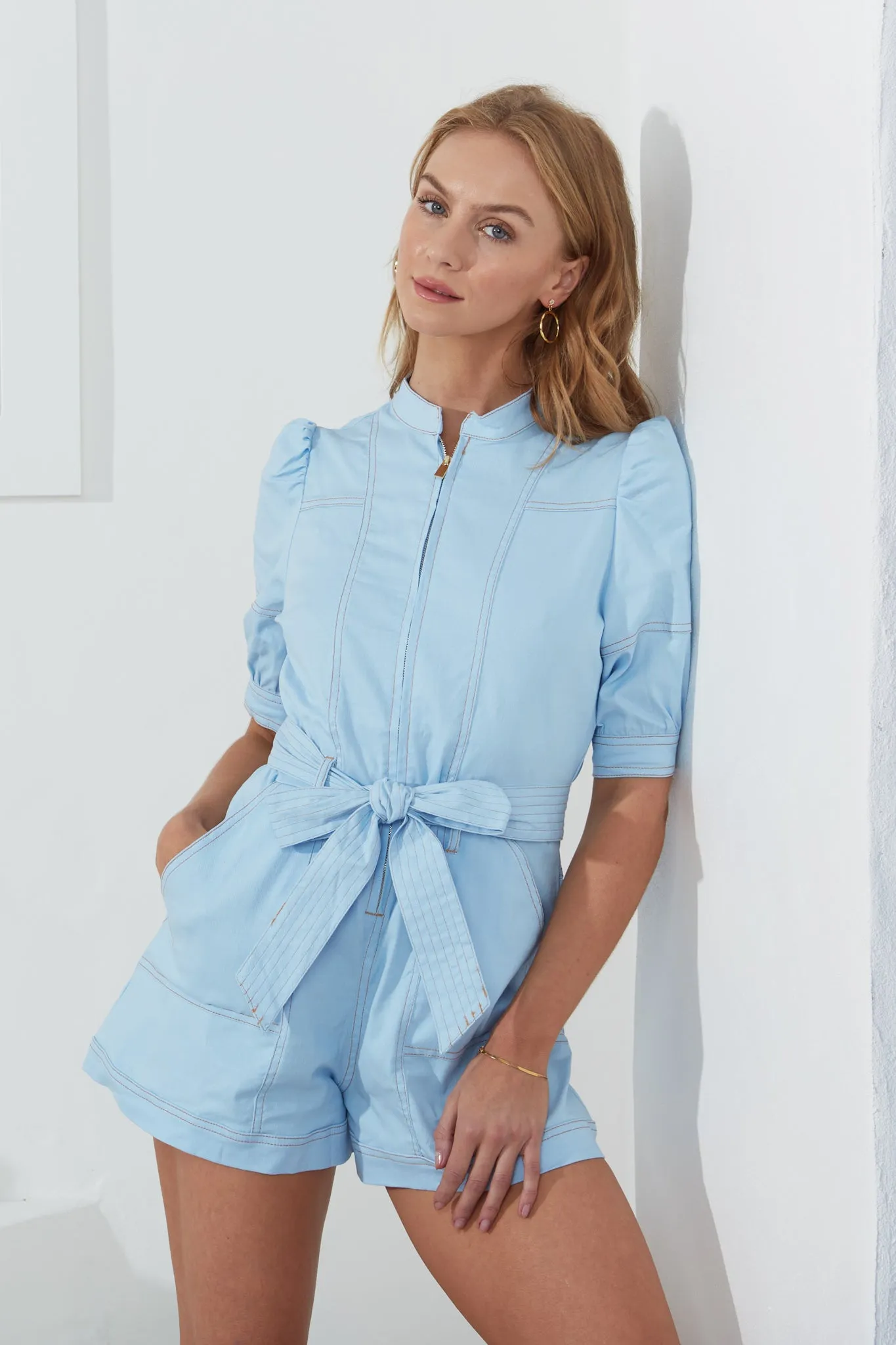 Ava Blue Zip Up Playsuit