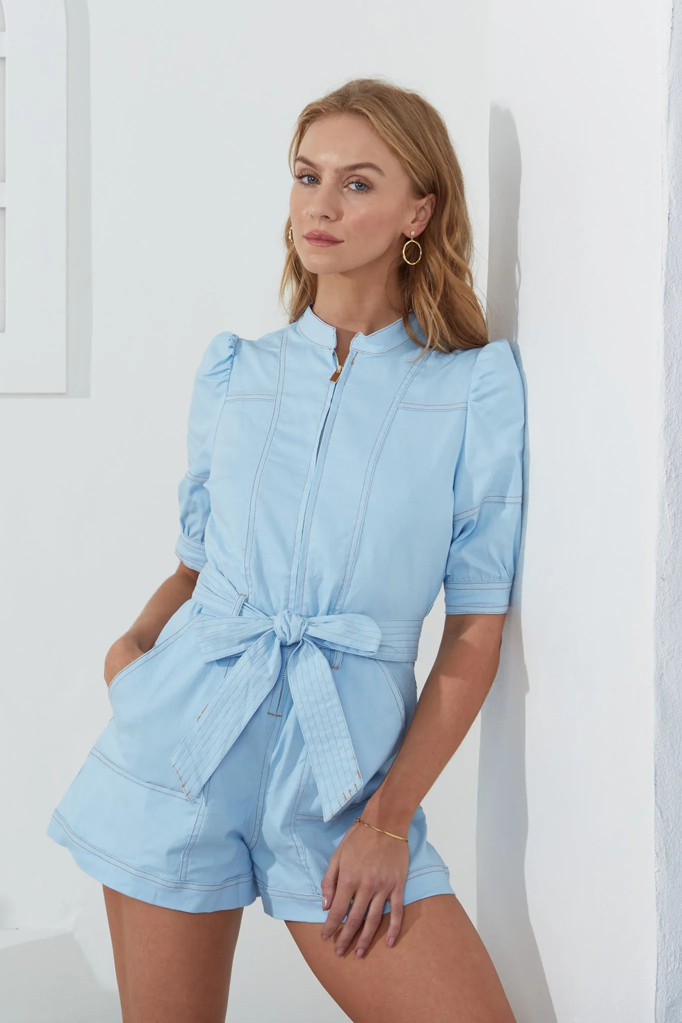 Ava Blue Zip Up Playsuit