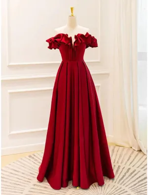 Ball Gown A-Line Evening Gown Empire Dress Prom Wedding Party Floor Length Sleeveless Off Shoulder Jersey with Pleats Strappy
