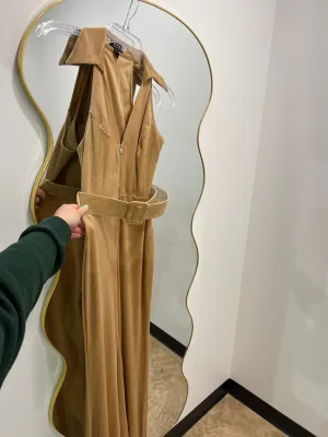 Belted Collar Corduroy Jumpsuit