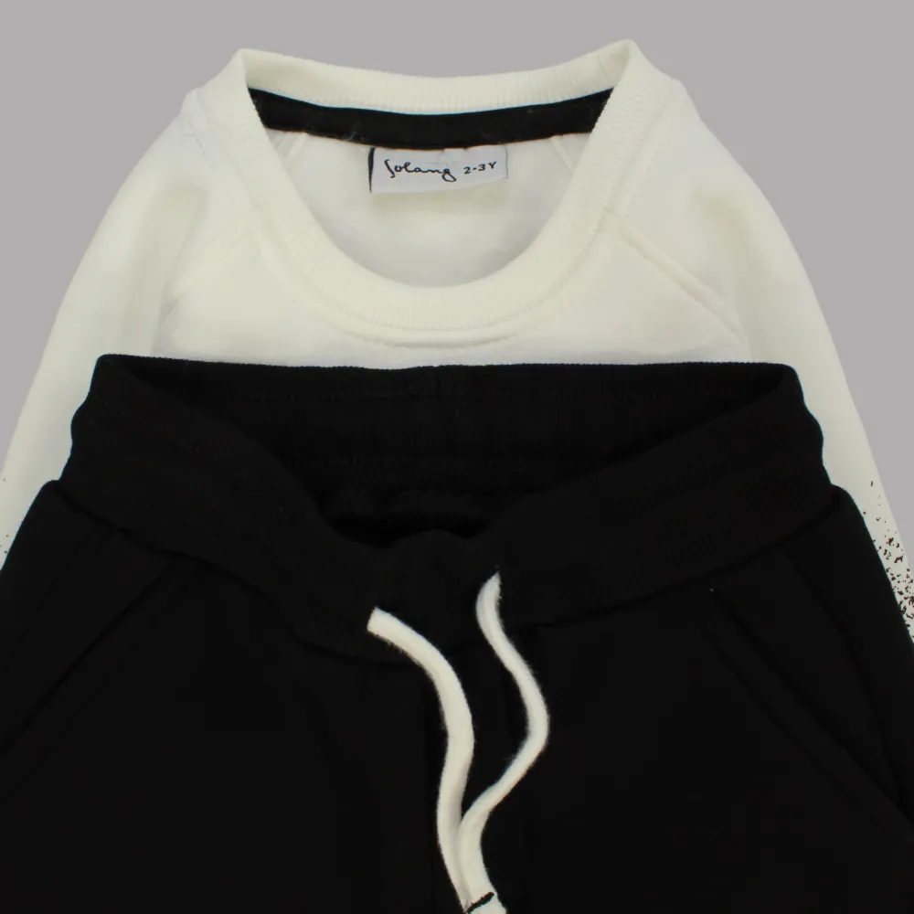 Black/White Long-Sleeved Fleeced Pajama