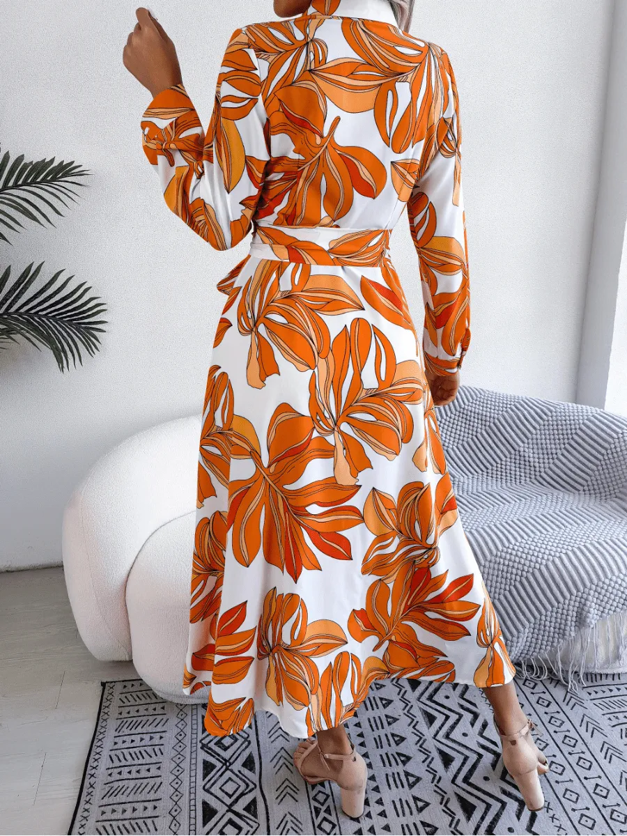 Button Down Midi Dress with Side Slit