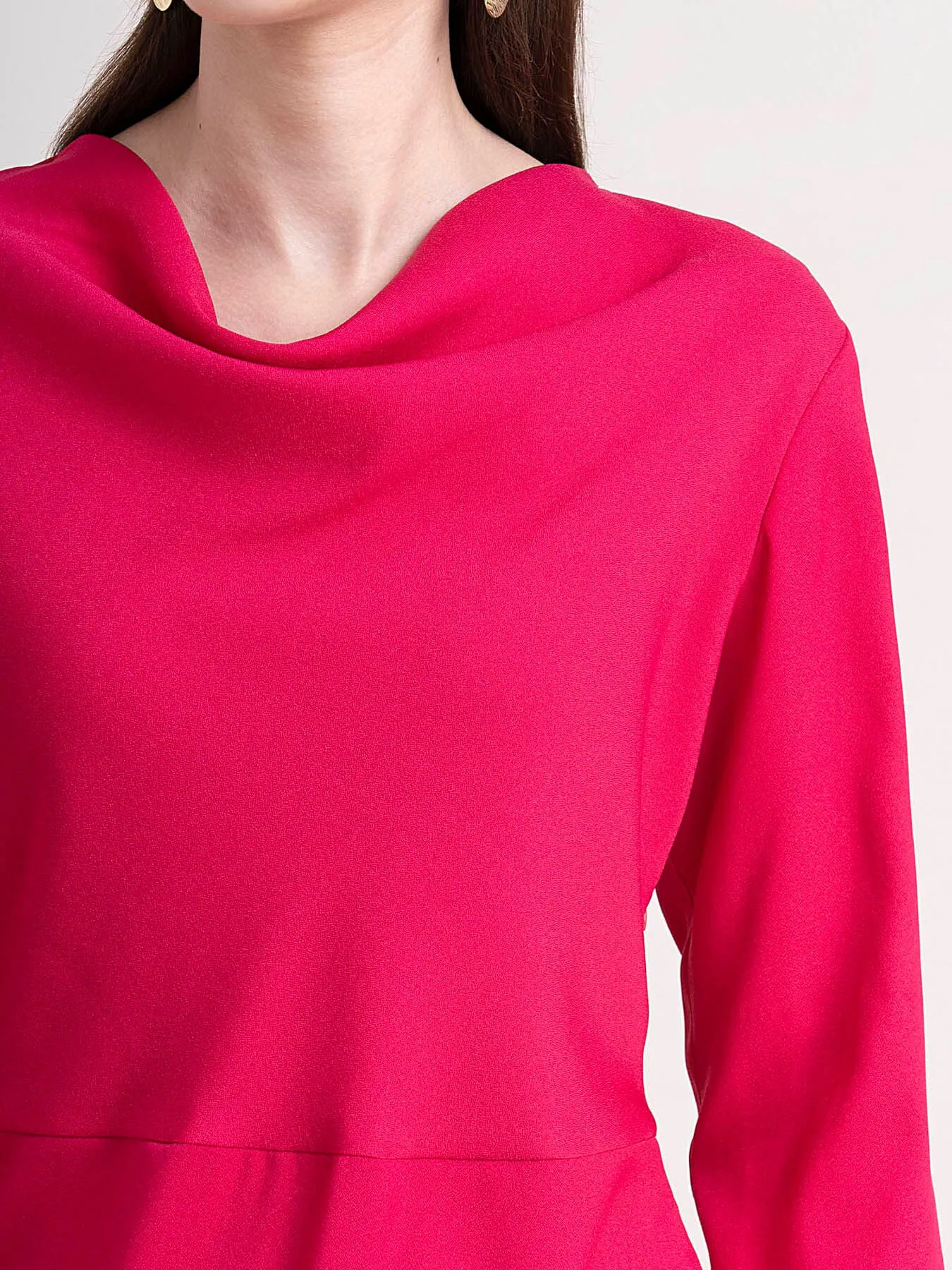 Cowl Neck Shift Dress - Fuchsia