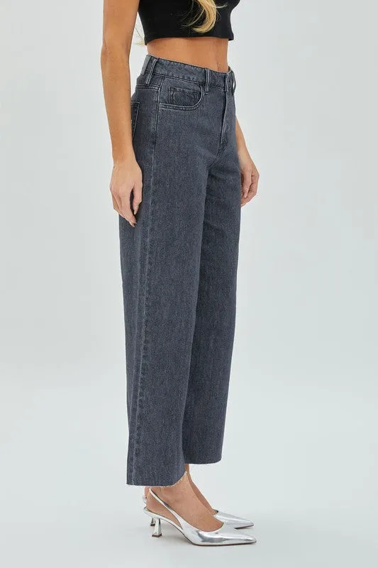 Dark Grey Clean Cropped Wideleg