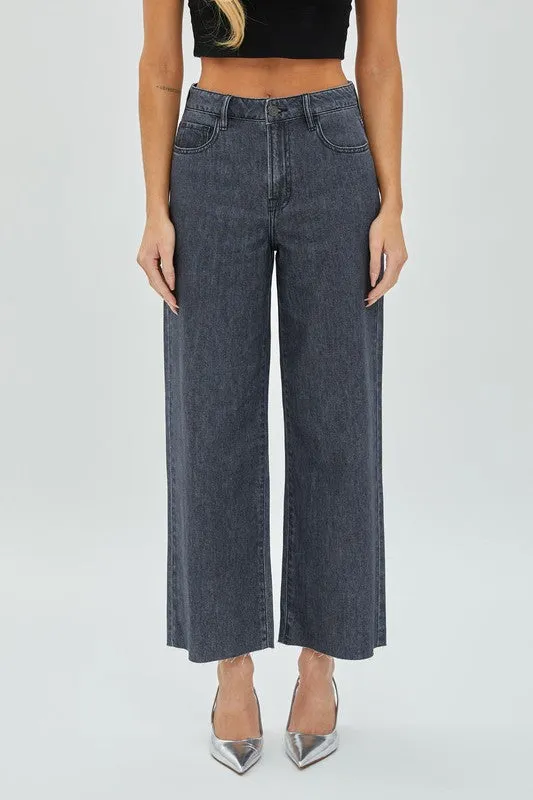 Dark Grey Clean Cropped Wideleg