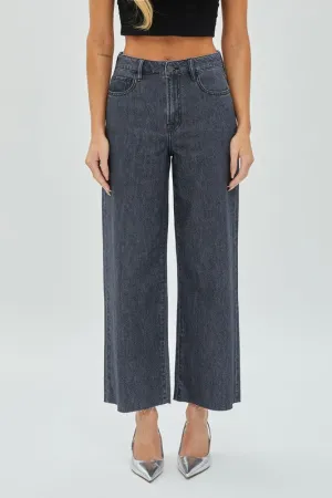 Dark Grey Clean Cropped Wideleg