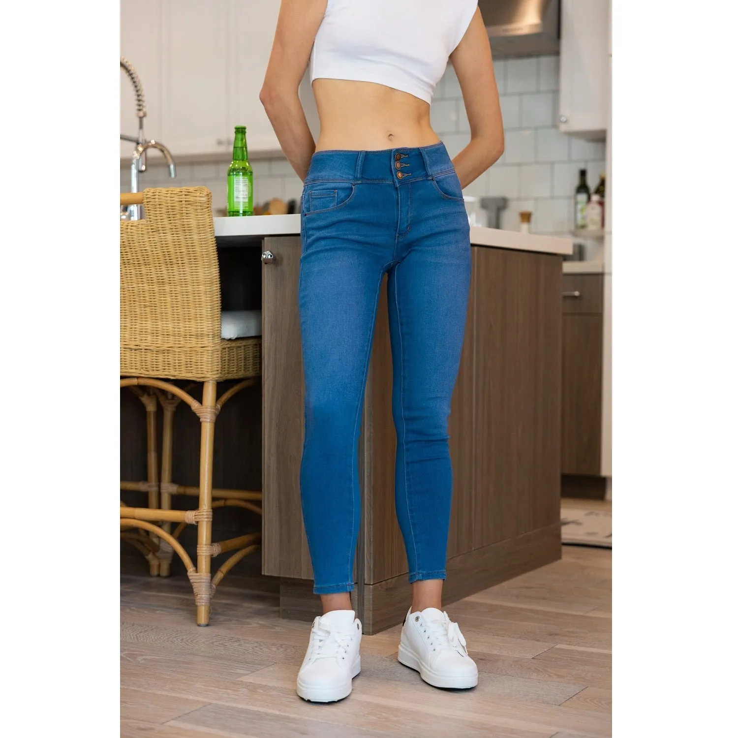 Denim Daydream Monterey Mid-Rise Ankle Skinny Jeans - Pale Blue
