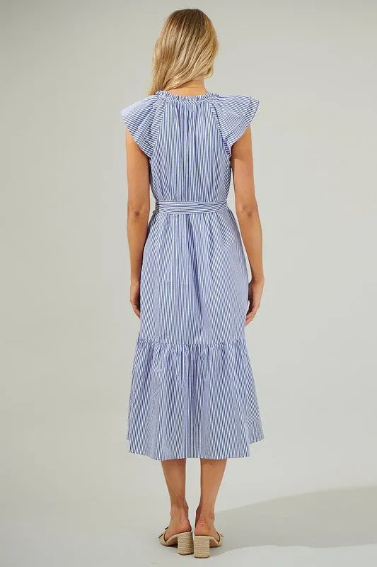 Dynamite Stripped Button Midi Dress