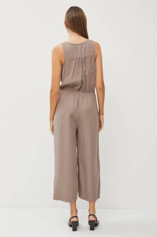 Earth Grey Tencel Wrap Drawstring Jumpsuit