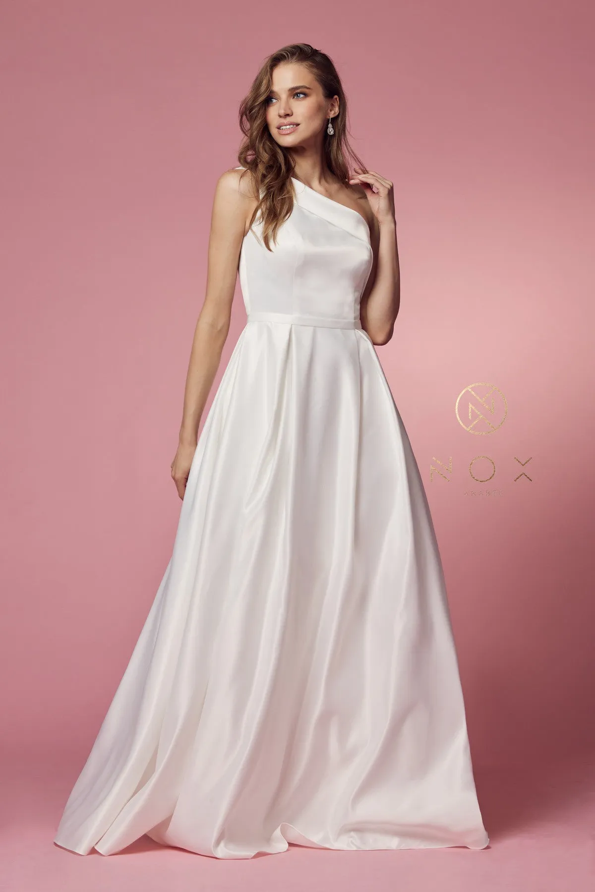 Elegant Satin A-Line Long Wedding Dress