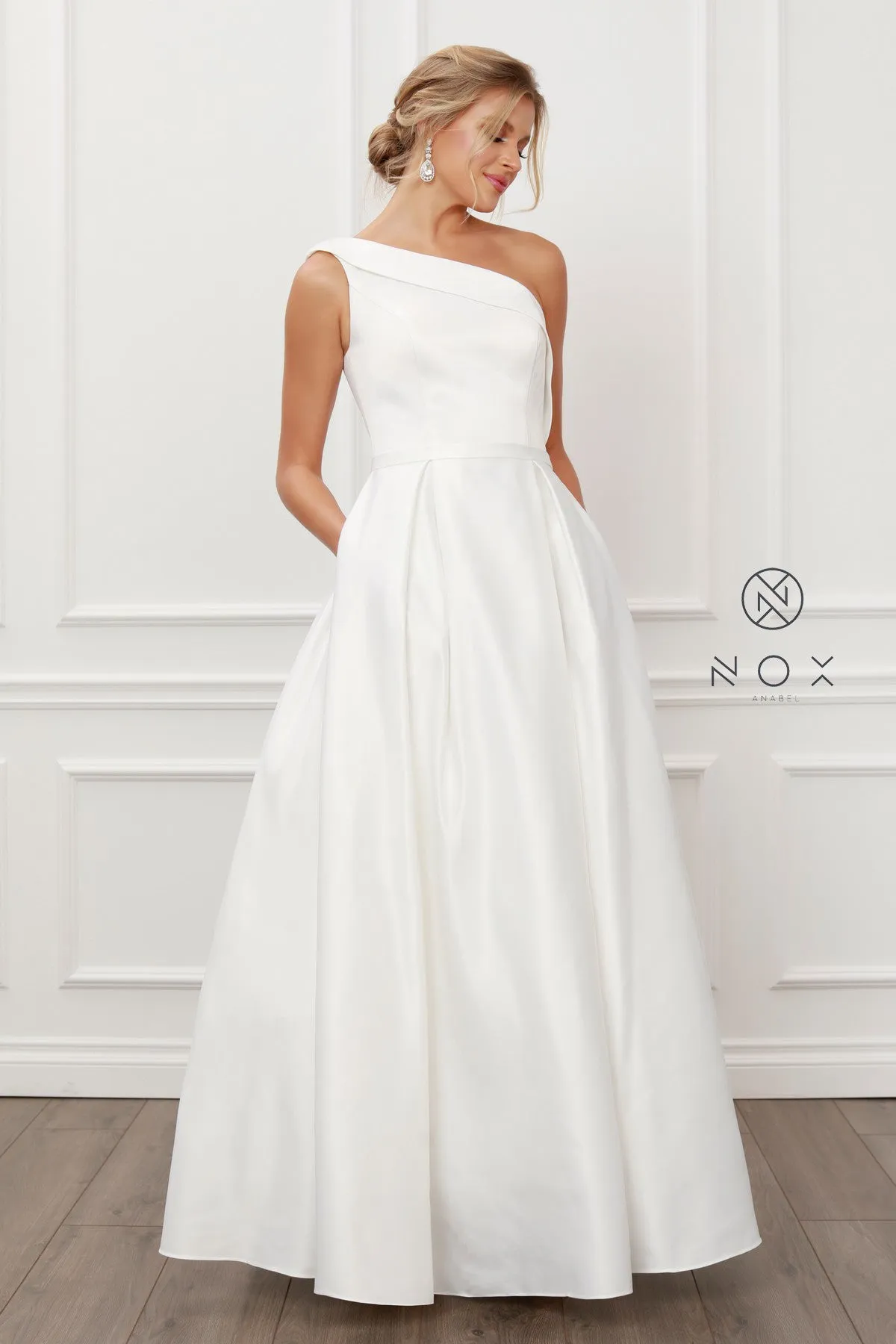 Elegant Satin A-Line Long Wedding Dress
