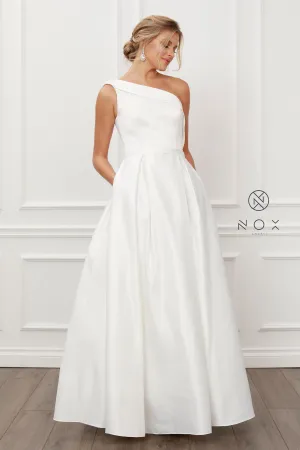 Elegant Satin A-Line Long Wedding Dress