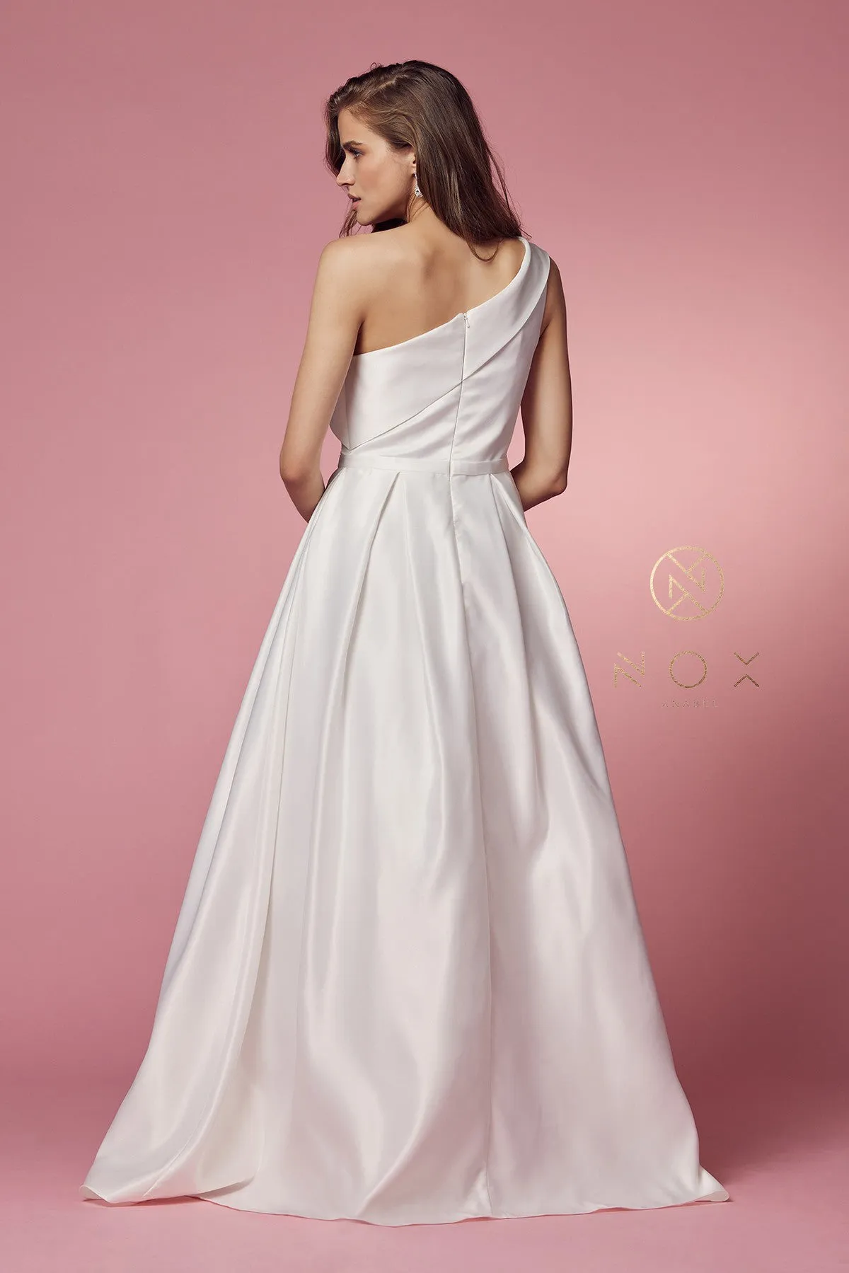 Elegant Satin A-Line Long Wedding Dress