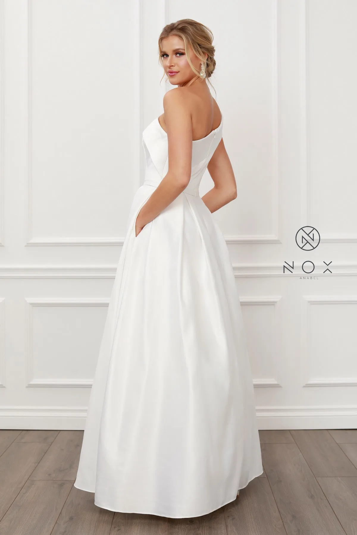 Elegant Satin A-Line Long Wedding Dress