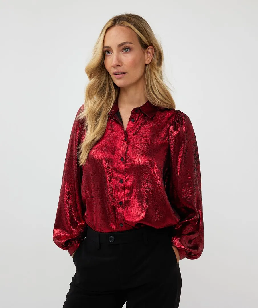 Esqualo Red Foil Shirt Blouse
