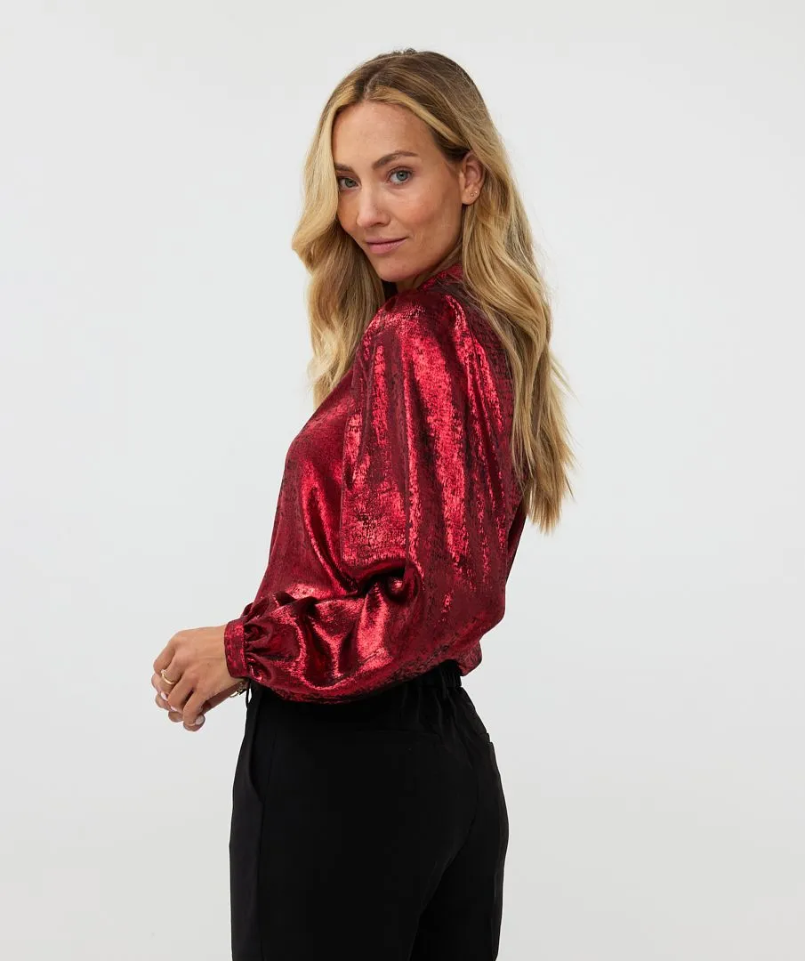 Esqualo Red Foil Shirt Blouse