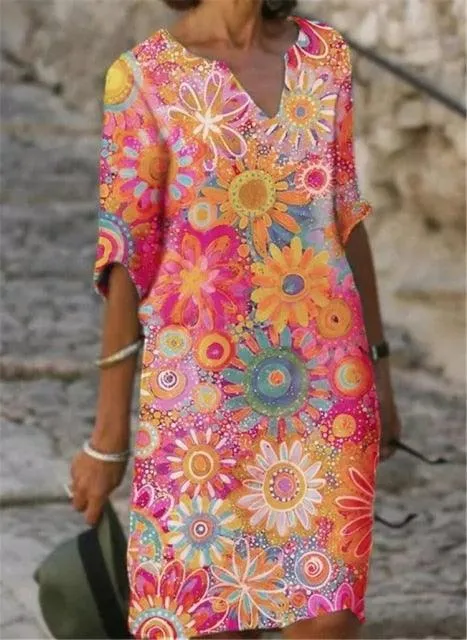Floral V-Neck Summer Dress