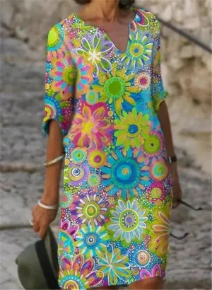 Floral V-Neck Summer Dress