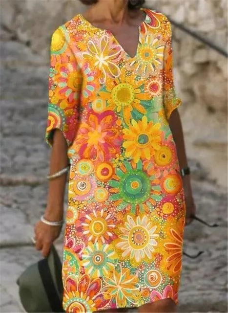 Floral V-Neck Summer Dress