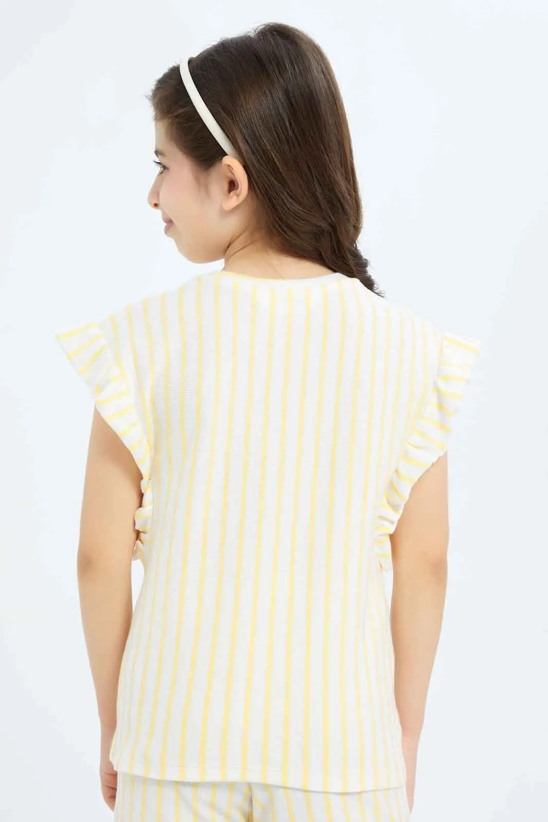 Girls Yellow And Cream Striped Top