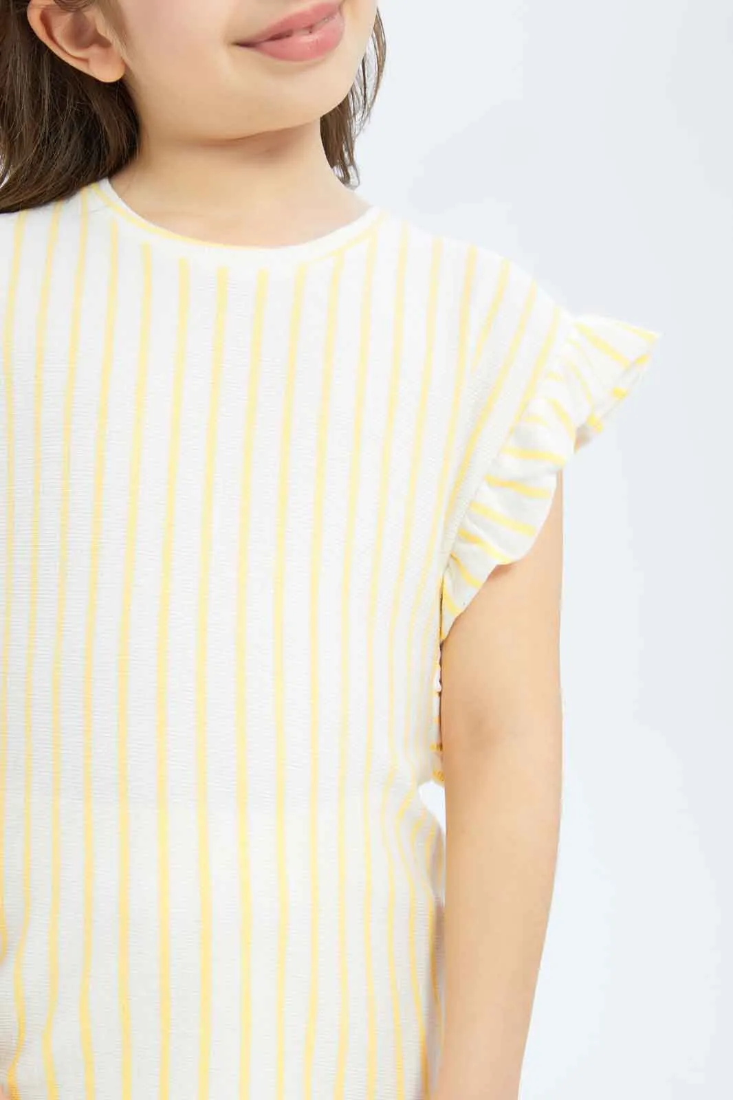 Girls Yellow And Cream Striped Top