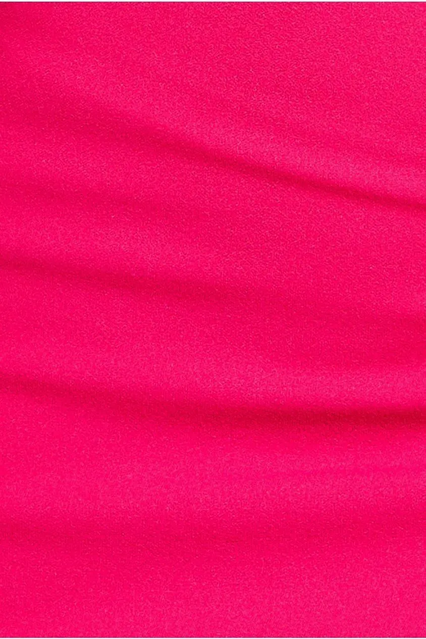 Goddiva Satin Corsage Scuba Crepe Midi Dress - Magenta