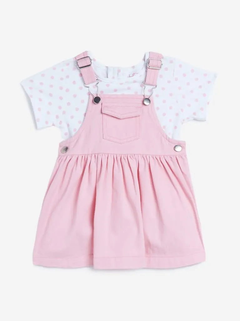 HOP Baby Light Pink Pinafore and T-Shirt Set