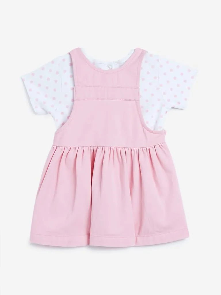 HOP Baby Light Pink Pinafore and T-Shirt Set