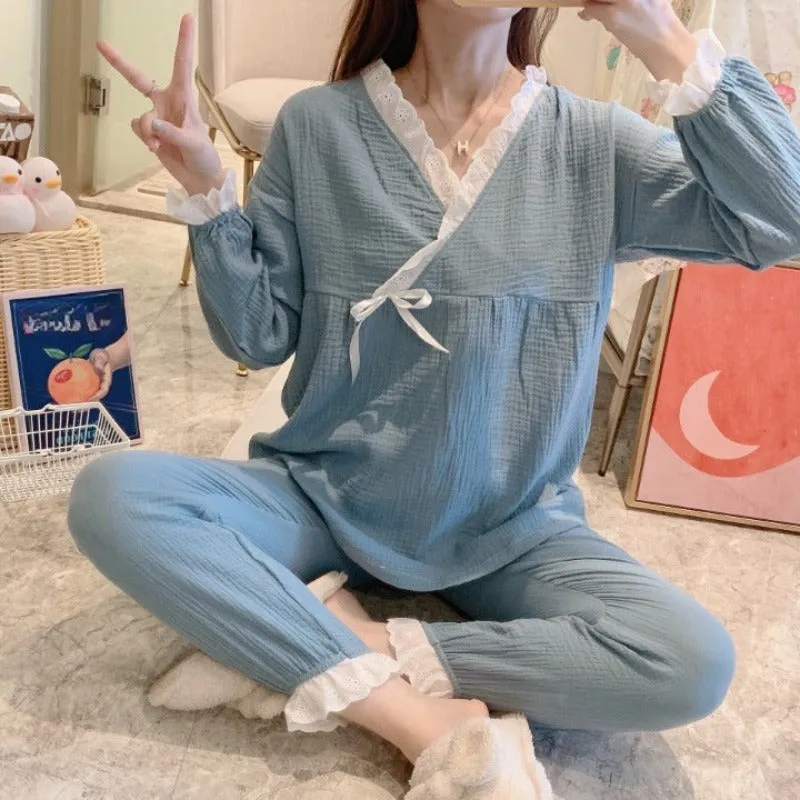 Japanese Style Maternity Cotton Pajama Suit