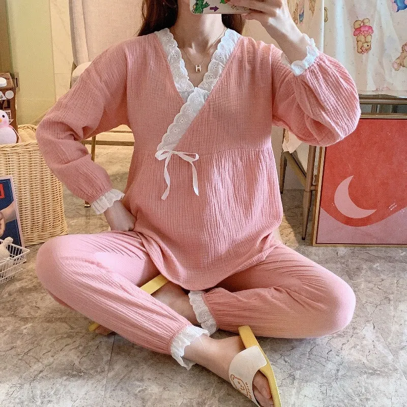 Japanese Style Maternity Cotton Pajama Suit