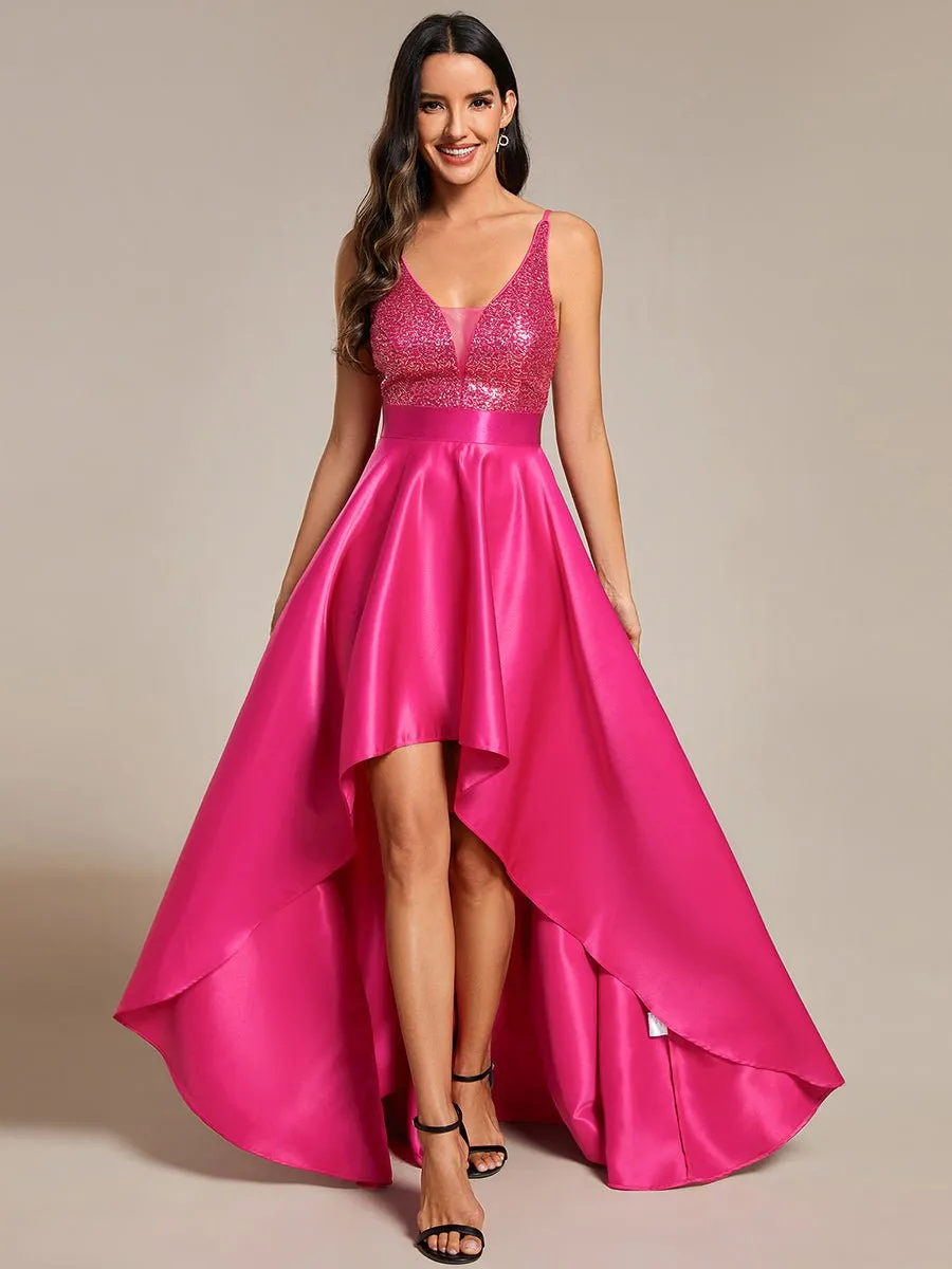 Jill decorated satin high low ball dress in hot pink s8 Express NZ wide