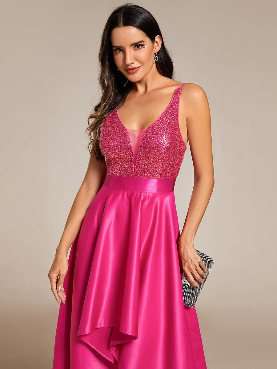 Jill decorated satin high low ball dress in hot pink s8 Express NZ wide