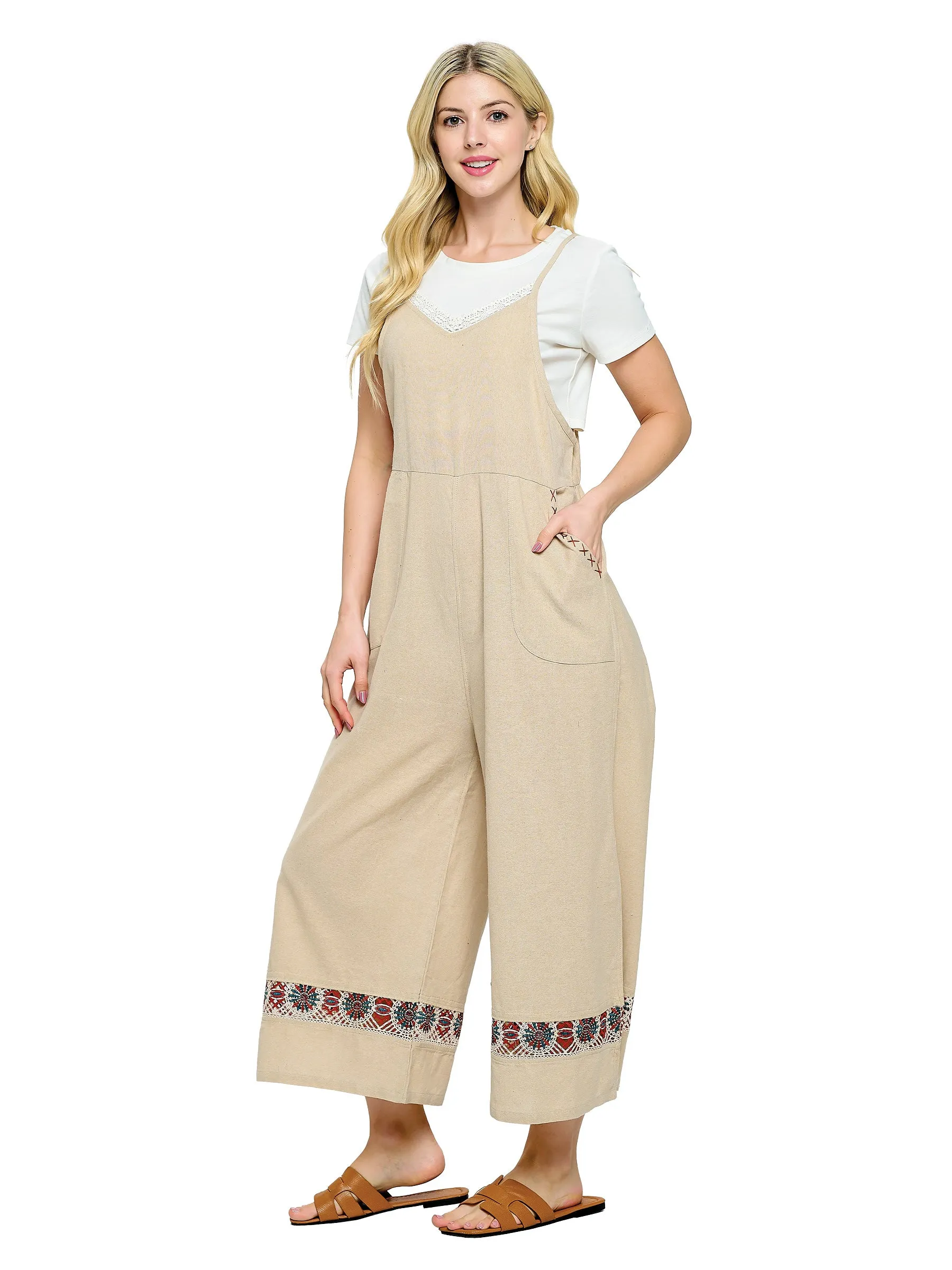 Jumpsuit Midi Natural Handstiched