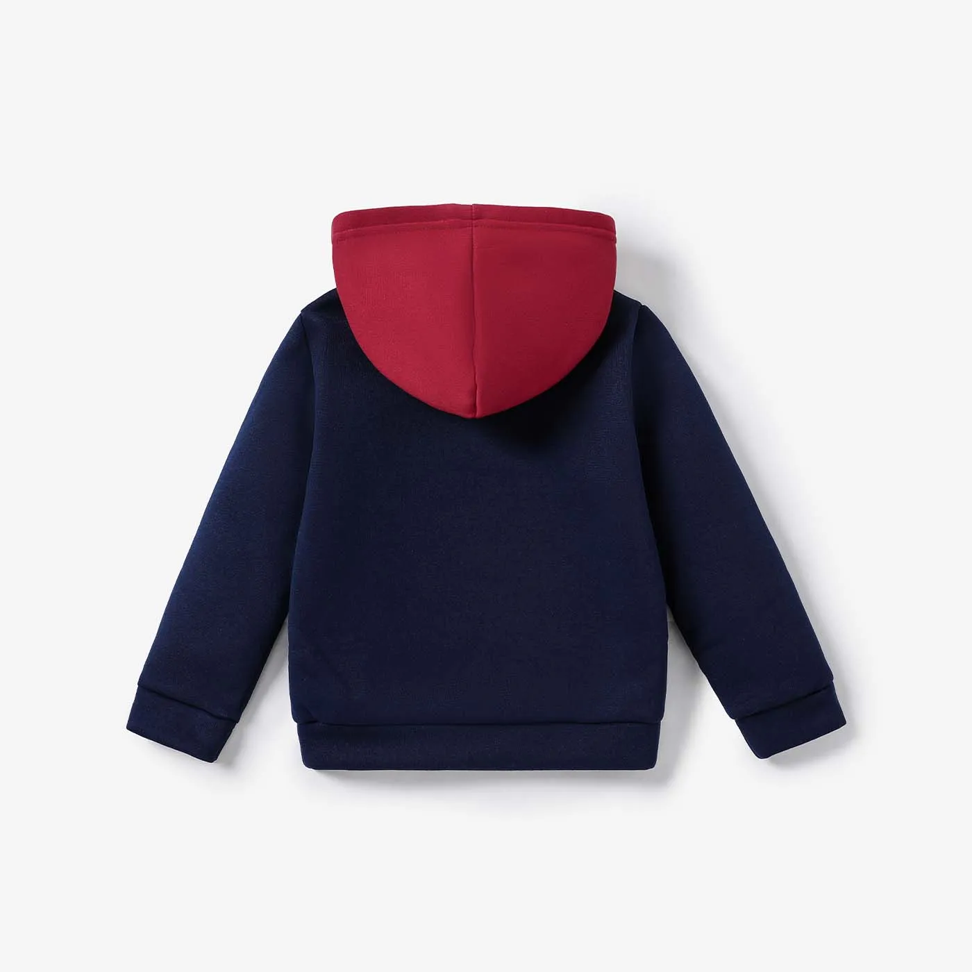 Kid Boy Letter Print Colorblock Fleece Lined Hoodie Sweatshirt