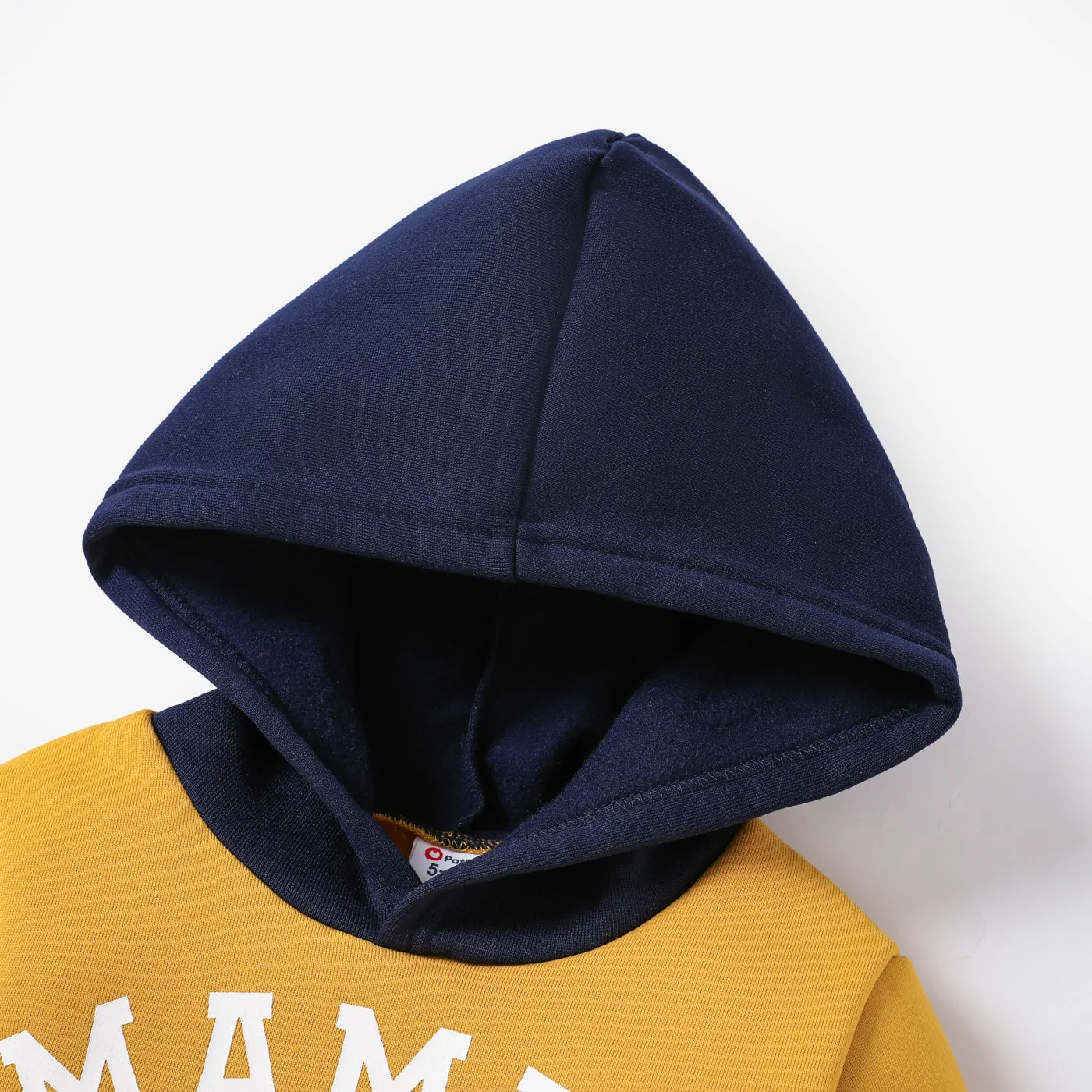 Kid Boy Letter Print Colorblock Fleece Lined Hoodie Sweatshirt
