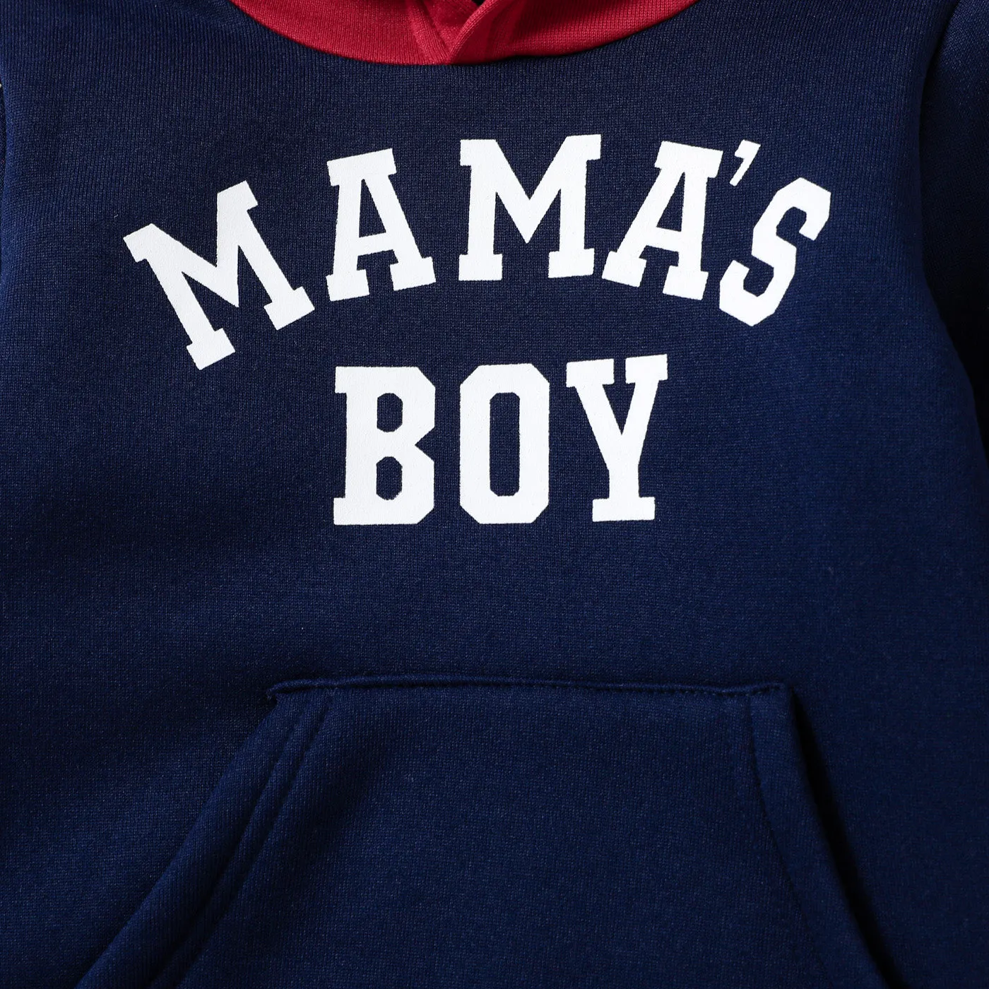 Kid Boy Letter Print Colorblock Fleece Lined Hoodie Sweatshirt